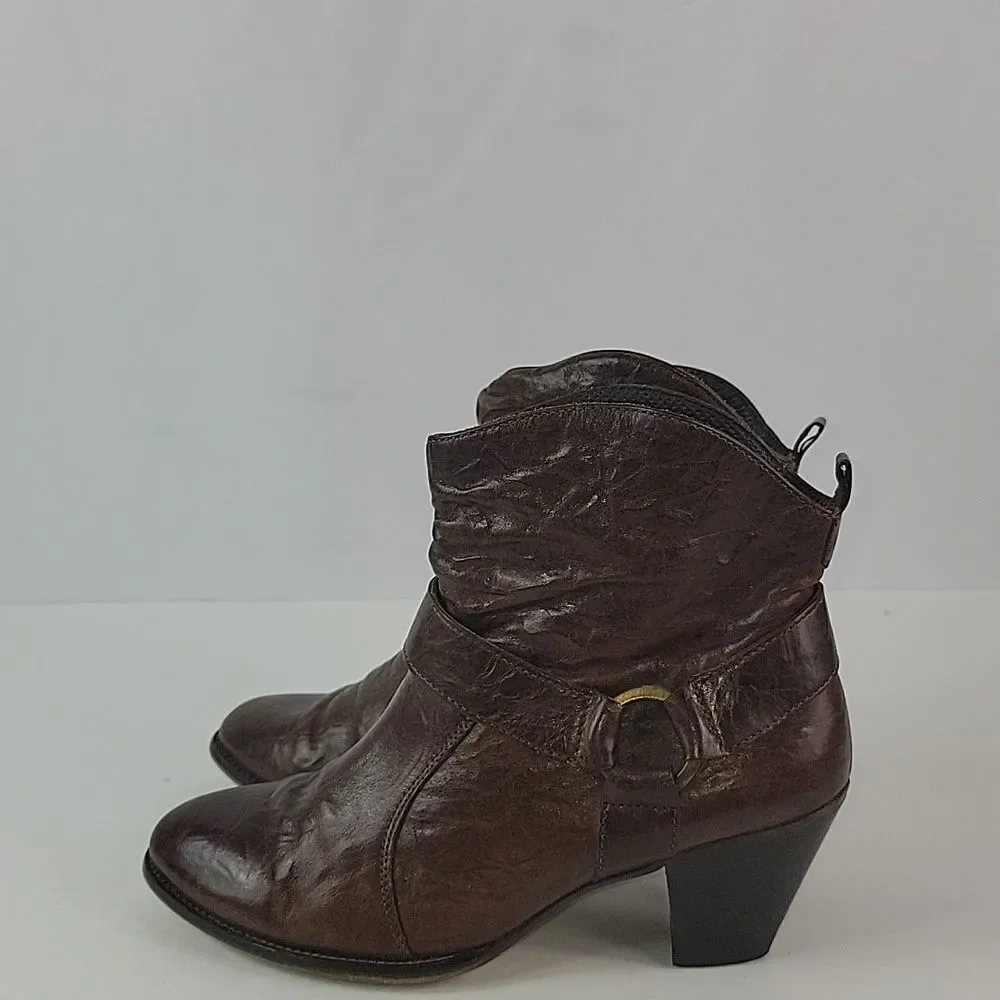 Paul Green Strappy Brown Leather Handmade Women's‎ Ankle Boots